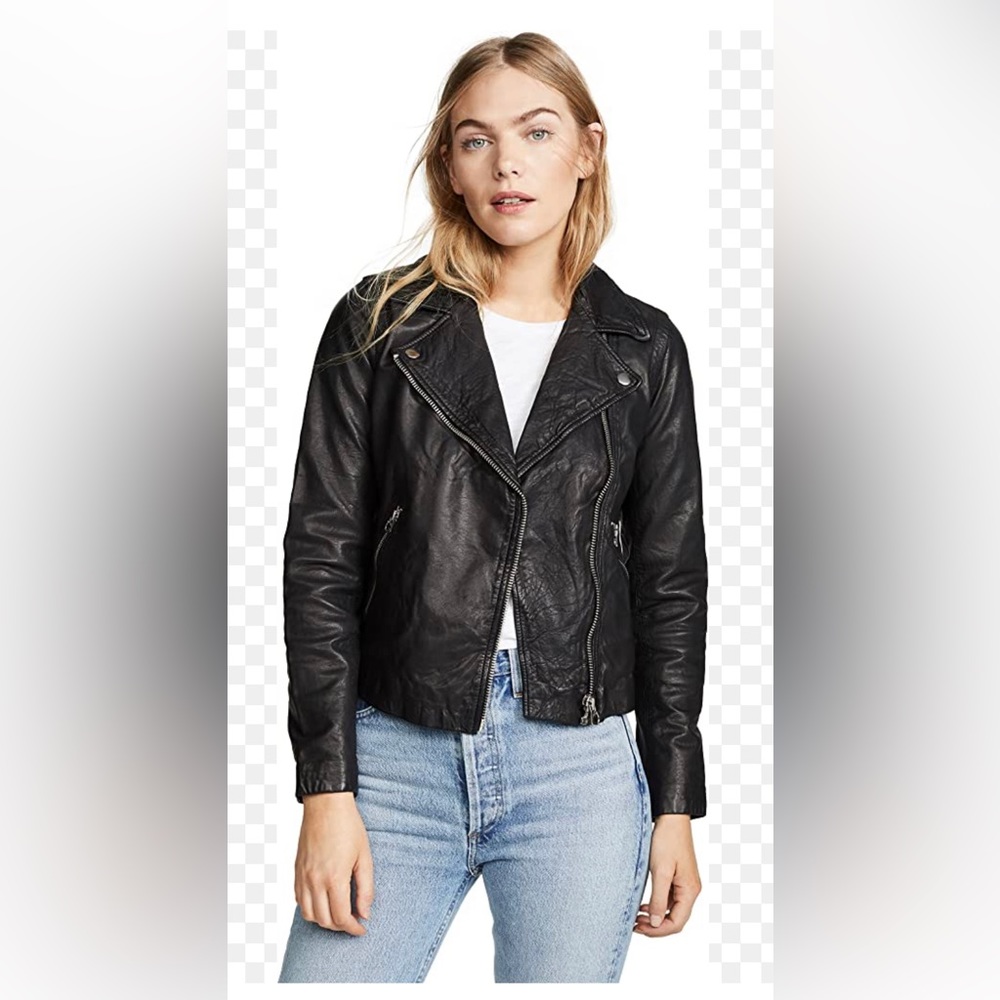 Madewell Washed Leather Motorcycle Jacket Large